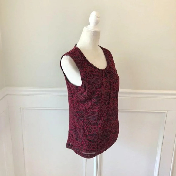 Croft & Barrow Red and Black Print Tank Top Shell - Picture 4 of 5